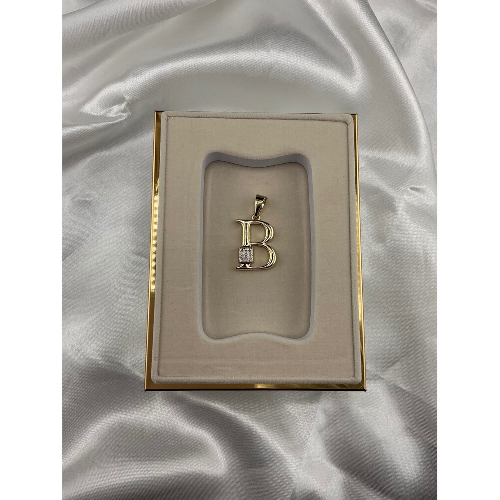 Gold Initial Letter Pendant Charm with Pavé Accents Personalized
